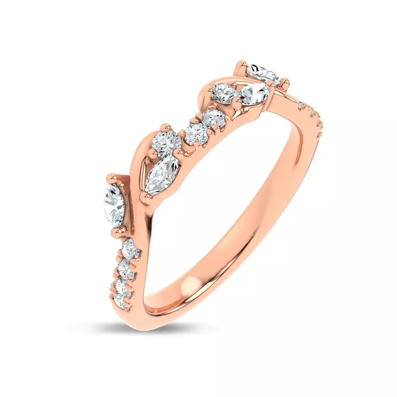 18K Rose Gold Hayden Round and Marquise Lab Band