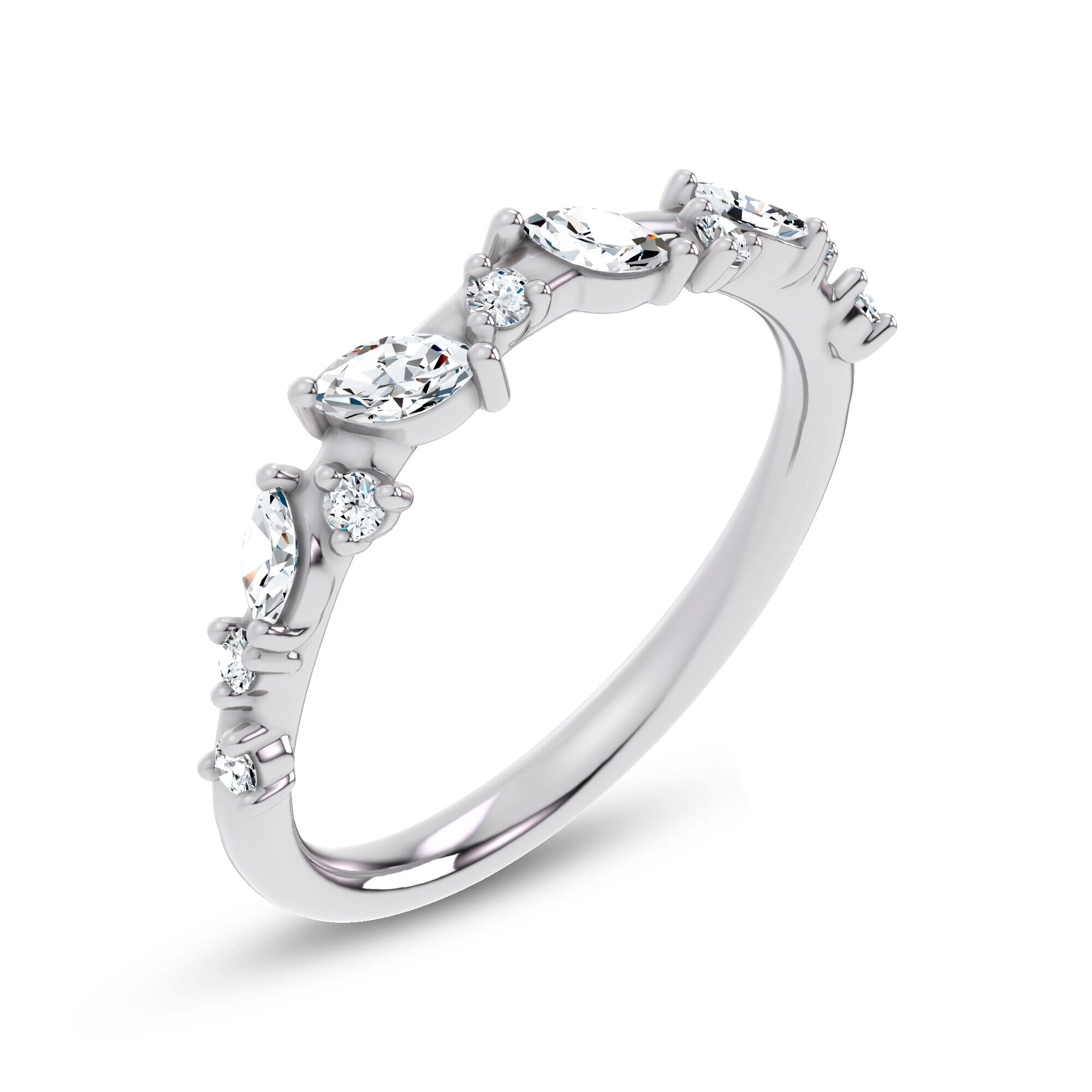 18K White Gold Hayley Scattered Diamond Band