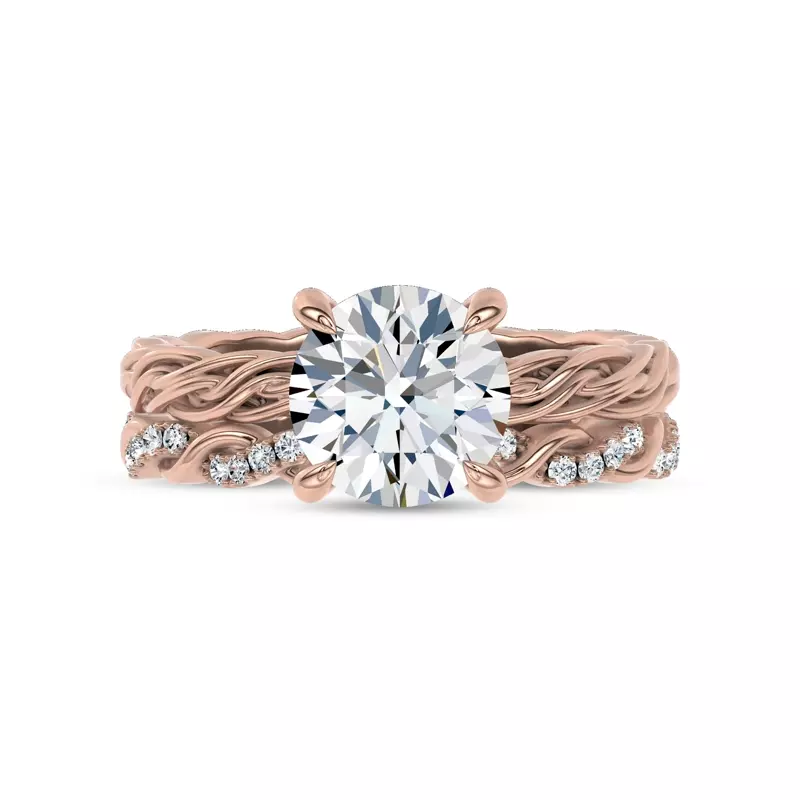 14K Rose Gold Woven Love Pavé Lab Diamond Eternity Band by Christian Siriano