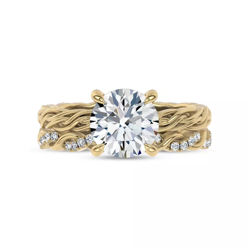 14K Yellow Gold Woven Love Pavé Diamond Eternity Band by Christian Siriano