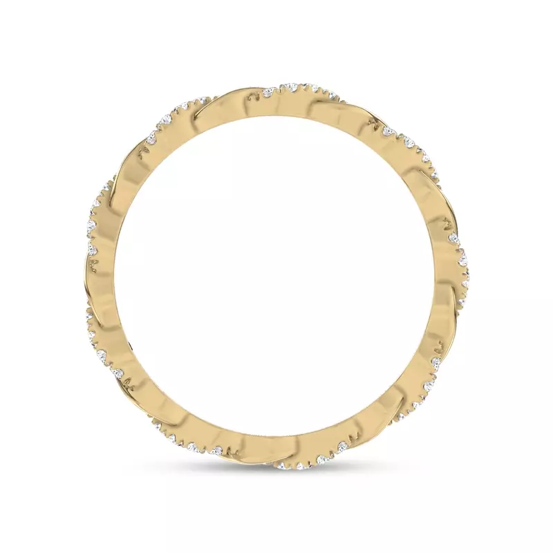 14K Yellow Gold Woven Love Pavé Diamond Eternity Band by Christian Siriano