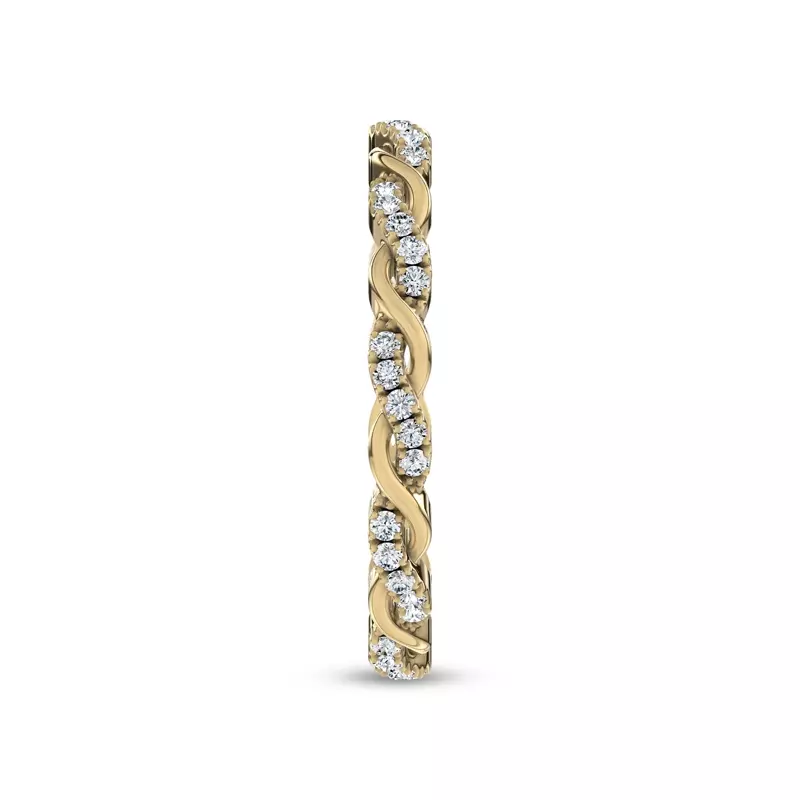 14K Yellow Gold Woven Love Pavé Diamond Eternity Band by Christian Siriano