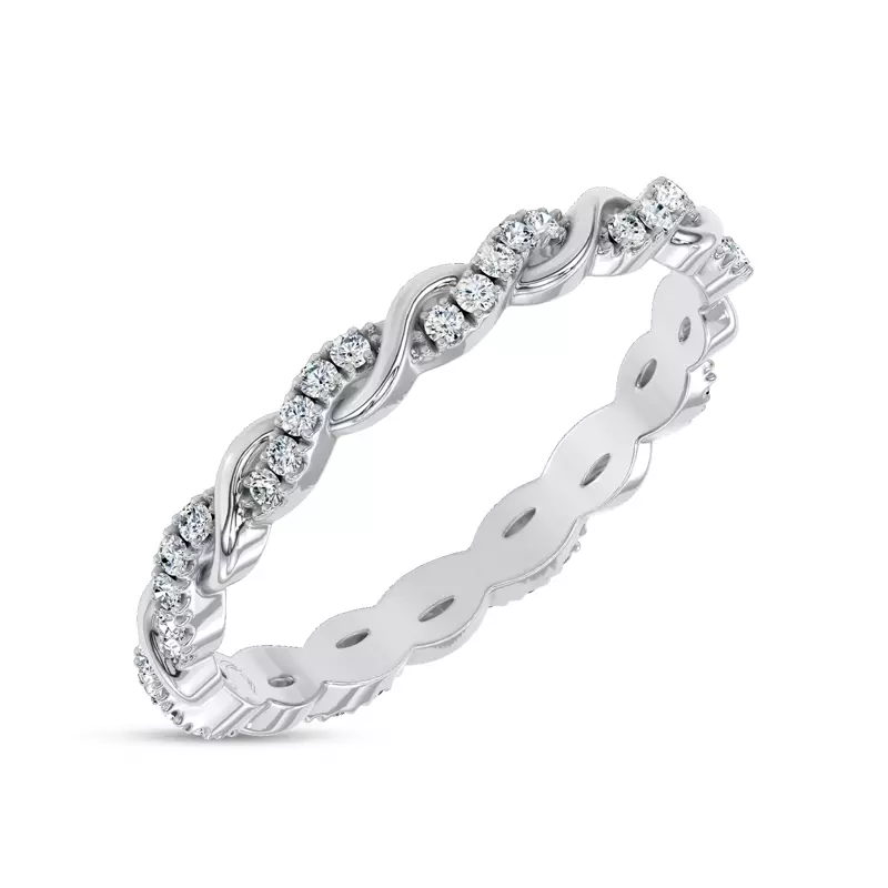 Platinum Woven Love Pavé Lab Diamond Eternity Band by Christian Siriano