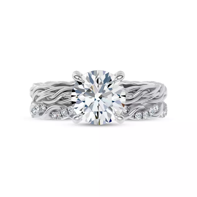Platinum Woven Love Pavé Diamond Eternity Band by Christian Siriano
