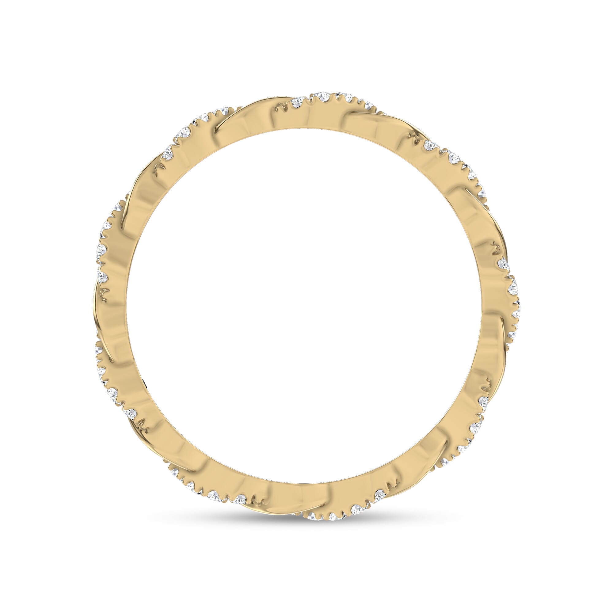 18K Yellow Gold Woven Love Pavé Lab Diamond Eternity Band by Christian Siriano
