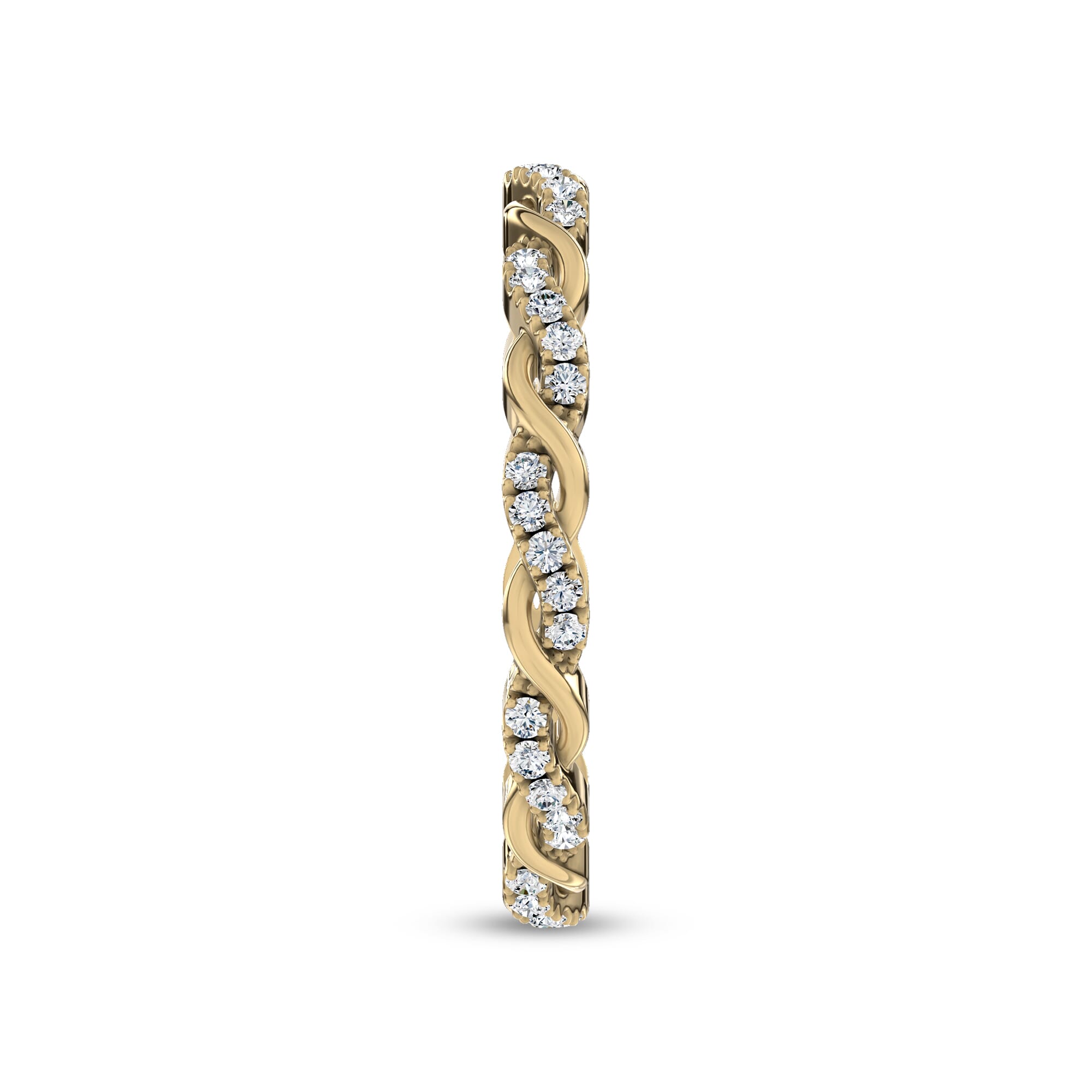 18K Yellow Gold Woven Love Pavé Lab Diamond Eternity Band by Christian Siriano