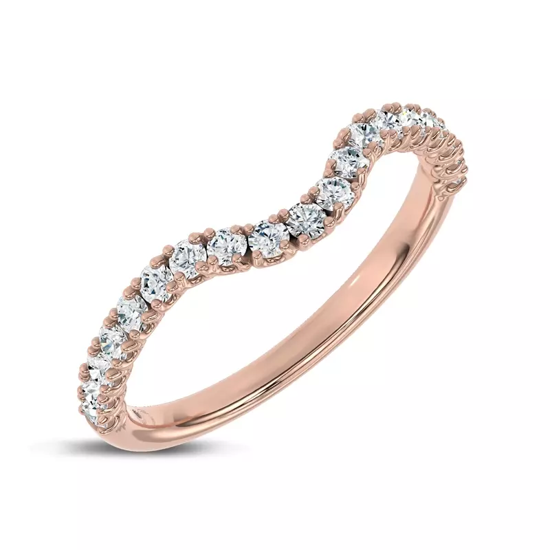 14K Rose Gold Sculpted C‑Prong Contoured Pavé Band by Christian Siriano