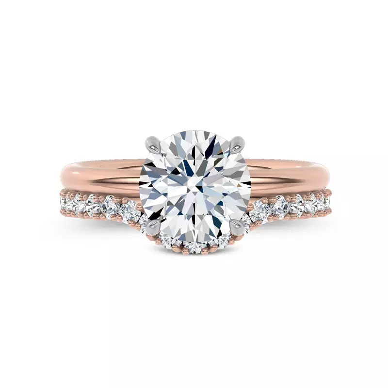 14K Rose Gold Sculpted C‑Prong Contoured Pavé Band by Christian Siriano