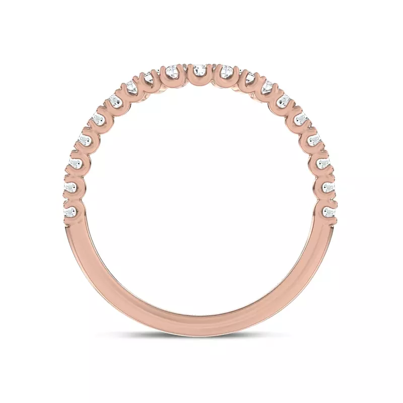 14K Rose Gold Sculpted C‑Prong Contoured Pavé Band by Christian Siriano