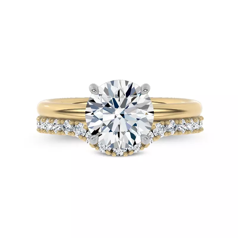 14K Yellow Gold Sculpted C‑Prong Contoured Pavé Band by Christian Siriano