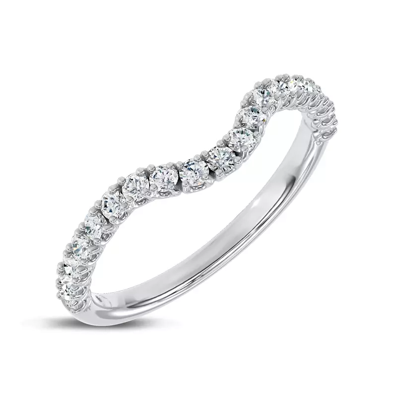 Platinum Sculpted C-Prong Contoured Pavé Band by Christian Siriano