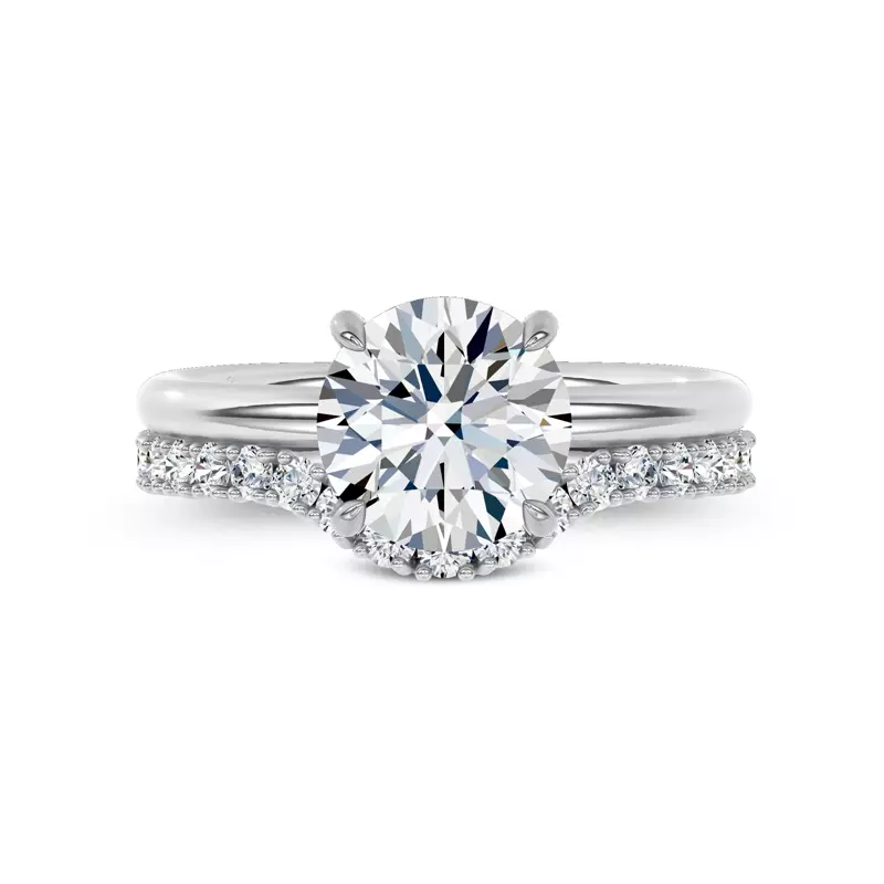 Platinum Sculpted C-Prong Contoured Pavé Band by Christian Siriano