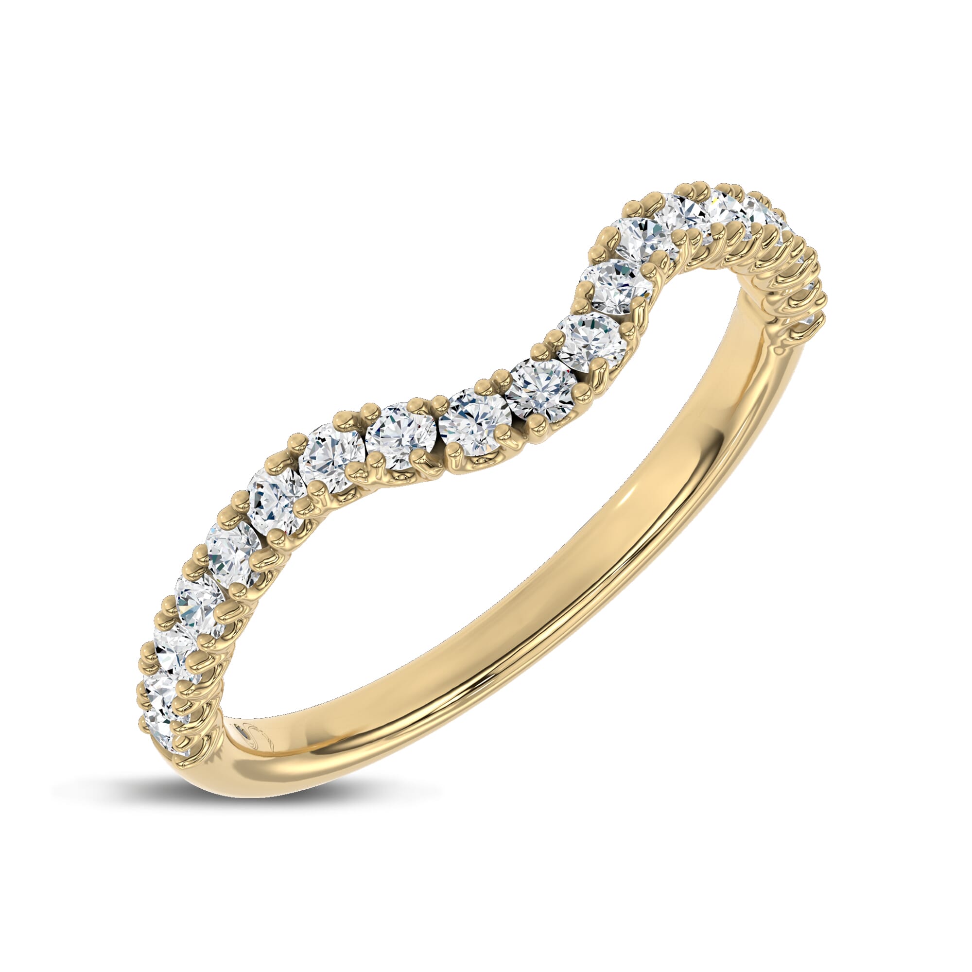 18K Yellow Gold Sculpted C‑Prong Contoured Pavé Lab Band by Christian Siriano