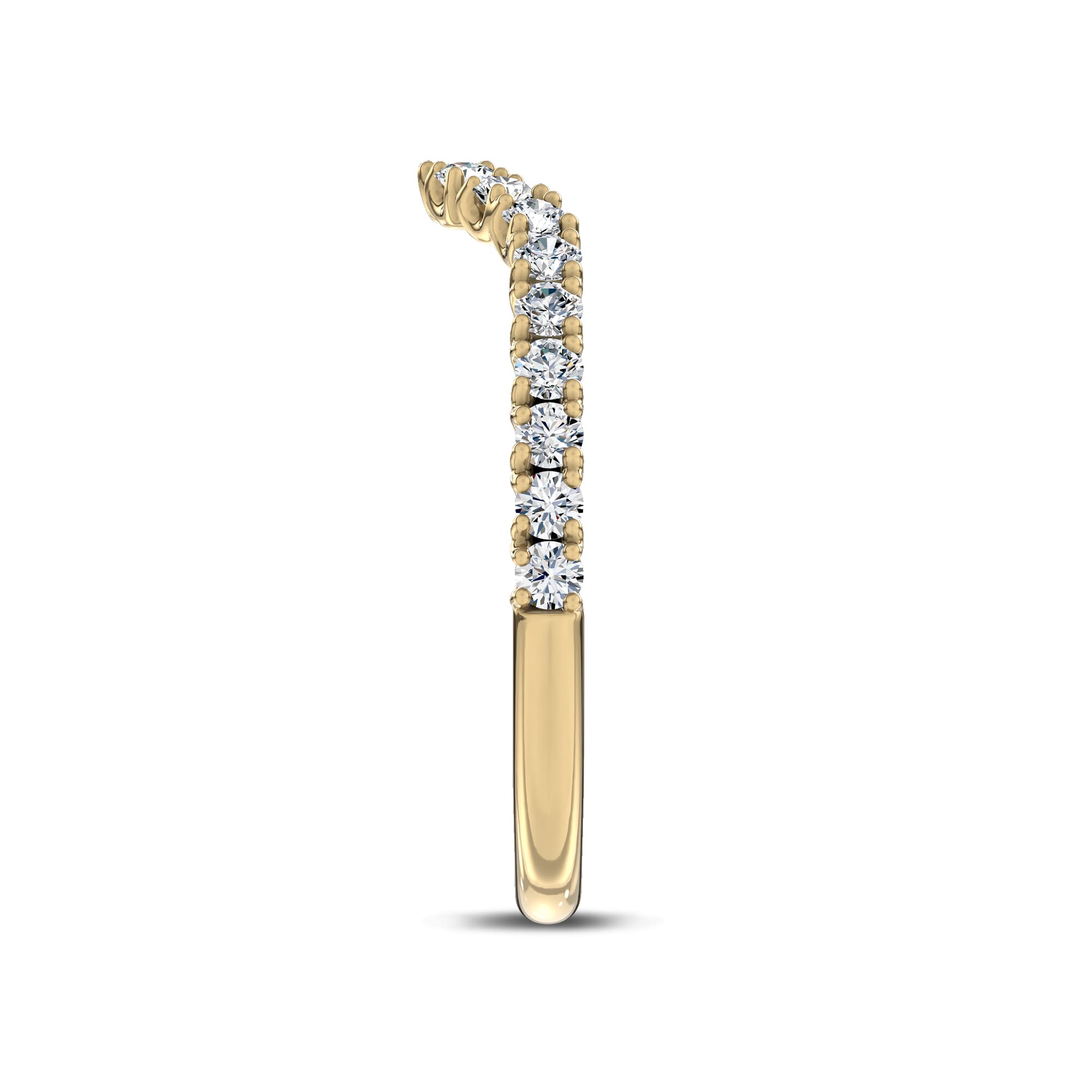 18K Yellow Gold Sculpted C‑Prong Contoured Pavé Lab Band by Christian Siriano