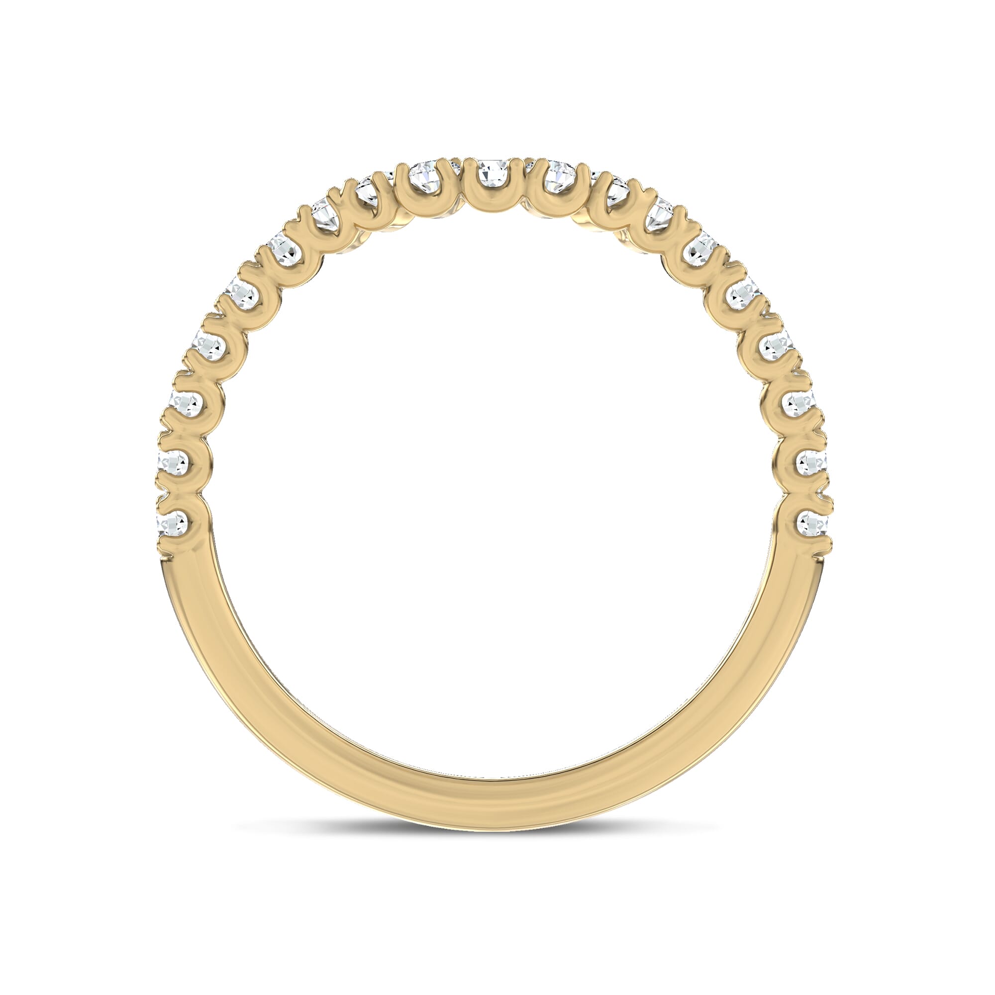 18K Yellow Gold Sculpted C‑Prong Contoured Pavé Lab Band by Christian Siriano