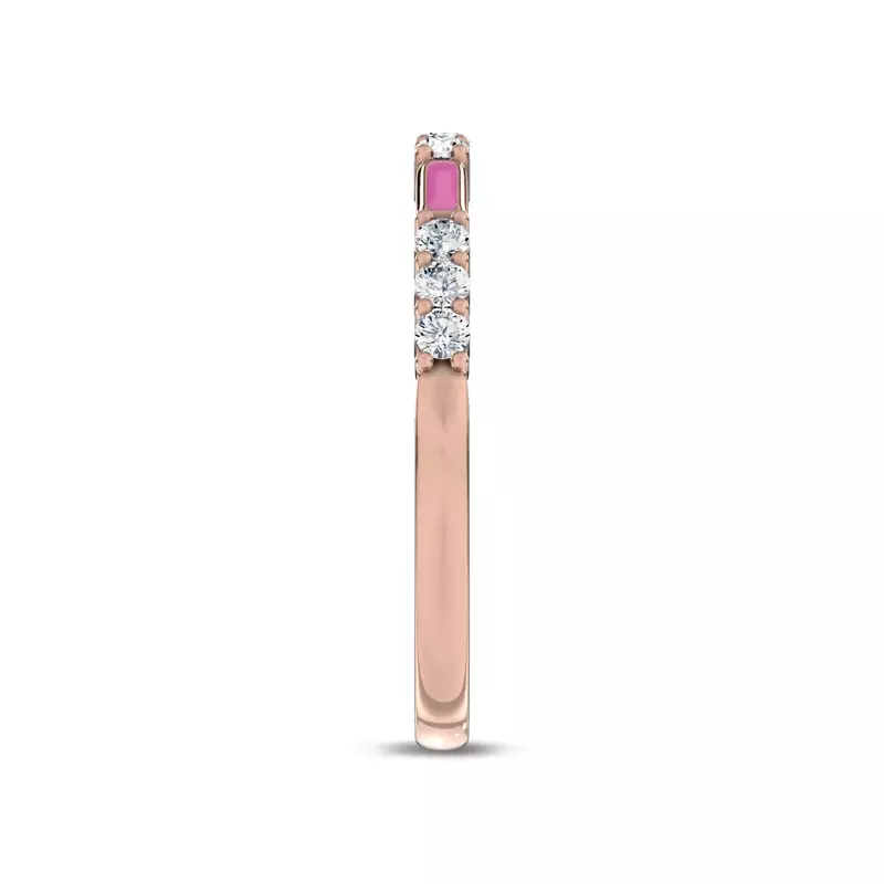 14K Rose Gold Fiora Pink Ceramic Lab Diamond Band by Christian Siriano