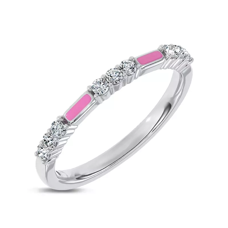 Platinum Fiora Pink Ceramic Diamond Band by Christian Siriano