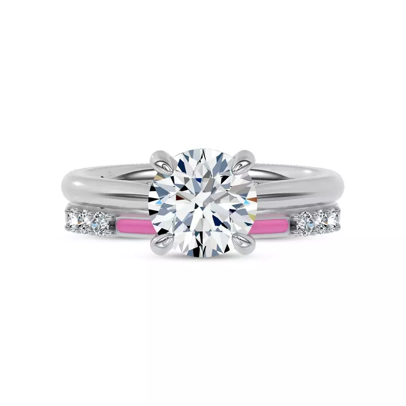 Platinum Fiora Pink Ceramic Diamond Band by Christian Siriano