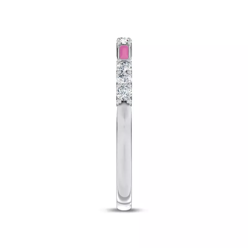 Platinum Fiora Pink Ceramic Diamond Band by Christian Siriano