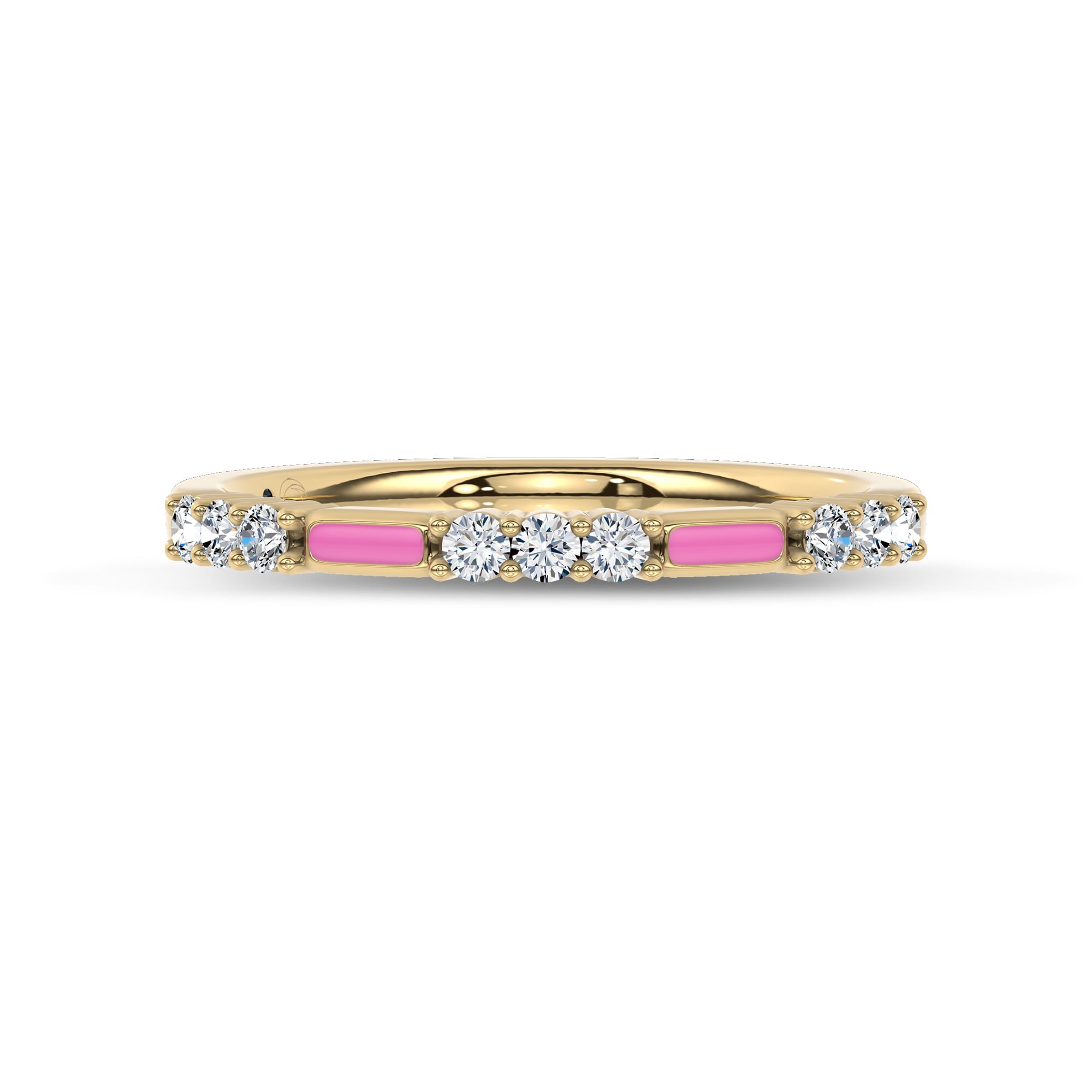 18K Yellow Gold Fiora Pink Ceramic Diamond Band by Christian Siriano