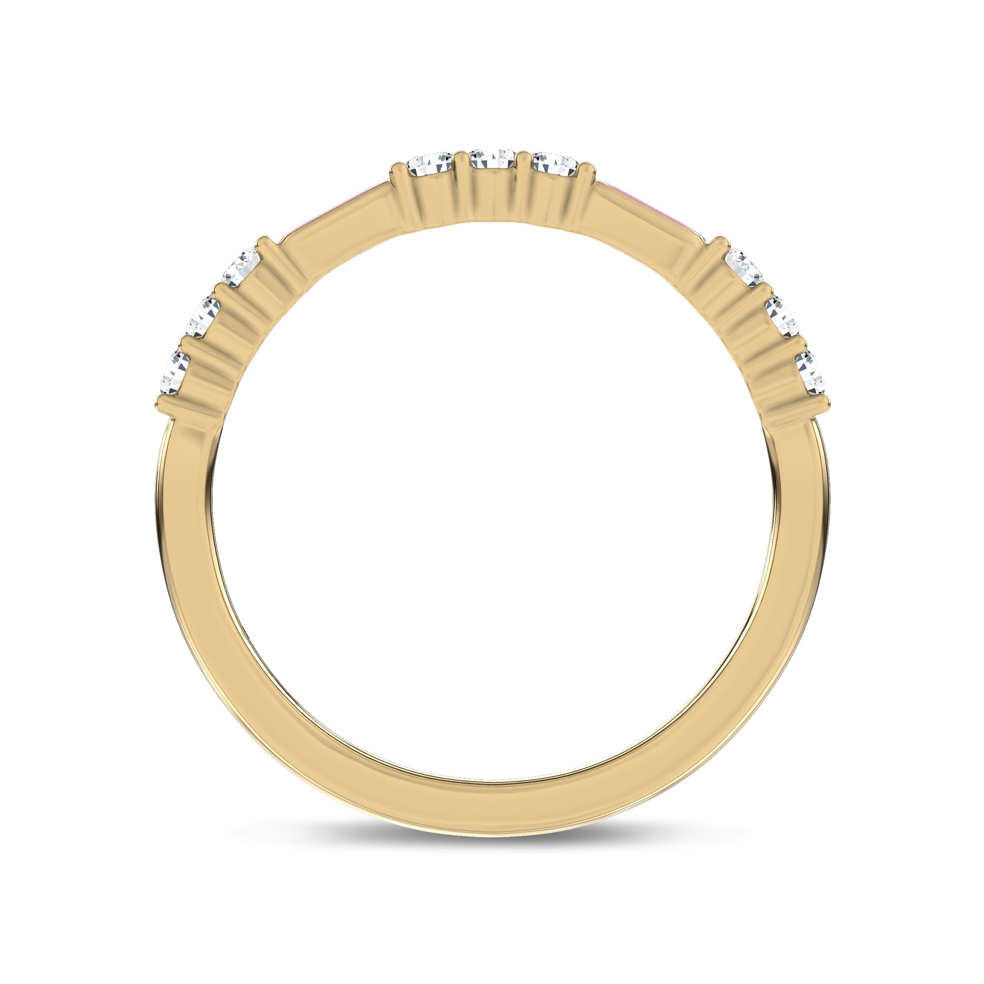 18K Yellow Gold Fiora Pink Ceramic Diamond Band by Christian Siriano