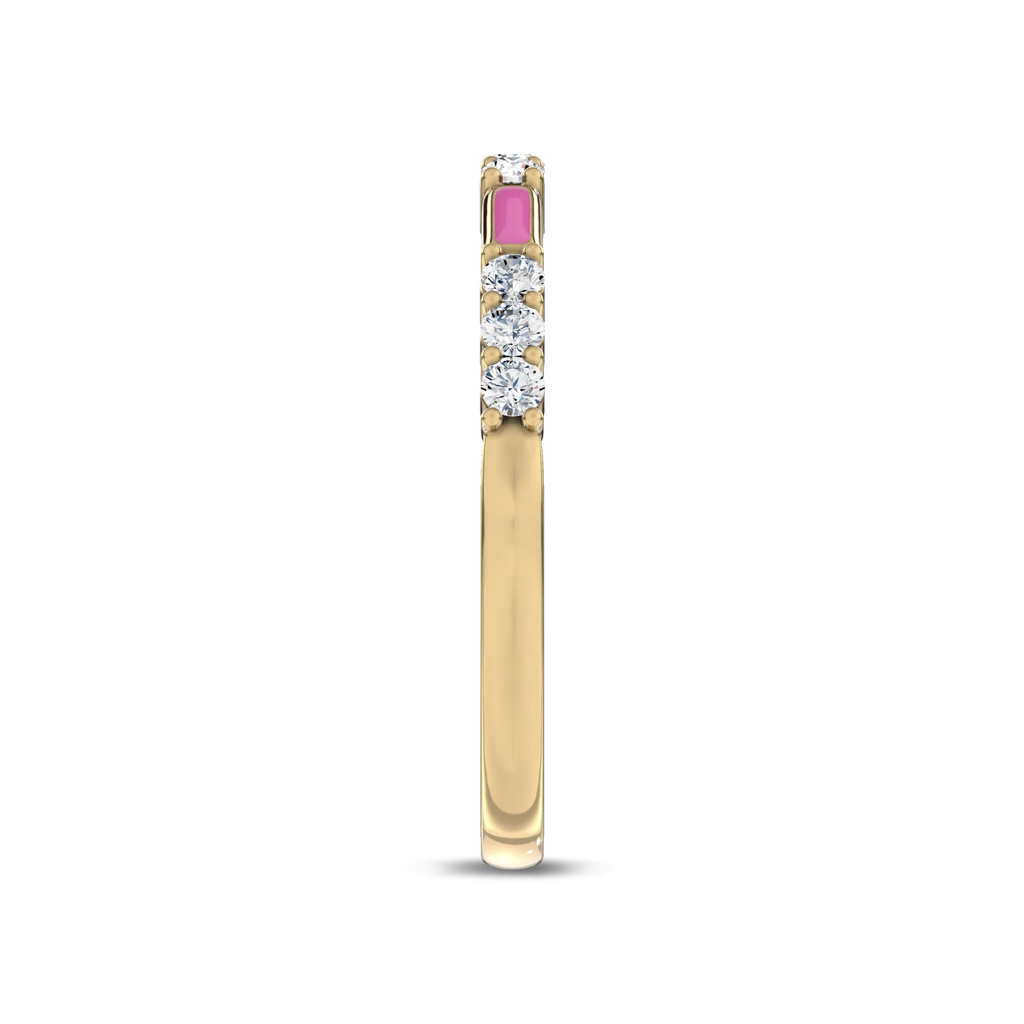 18K Yellow Gold Fiora Pink Ceramic Diamond Band by Christian Siriano