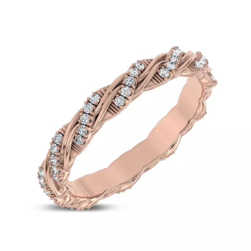 14K Rose Gold Woven Love Pavé Lab Ininity Band by Christian Siriano