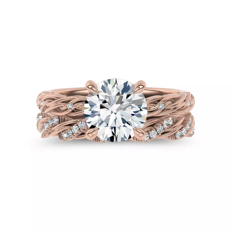 14K Rose Gold Woven Love Pavé Lab Ininity Band by Christian Siriano