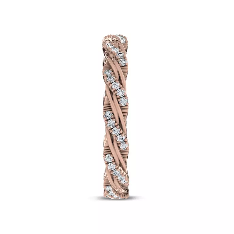 14K Rose Gold Woven Love Pavé Lab Ininity Band by Christian Siriano