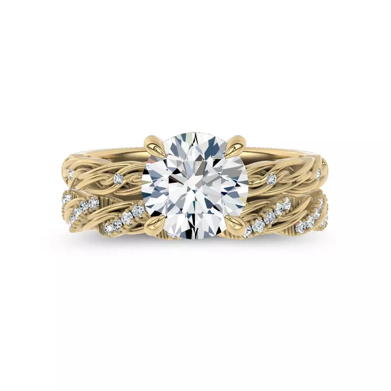 14K Yellow Gold Woven Love Pavé Ininity Band by Christian Siriano
