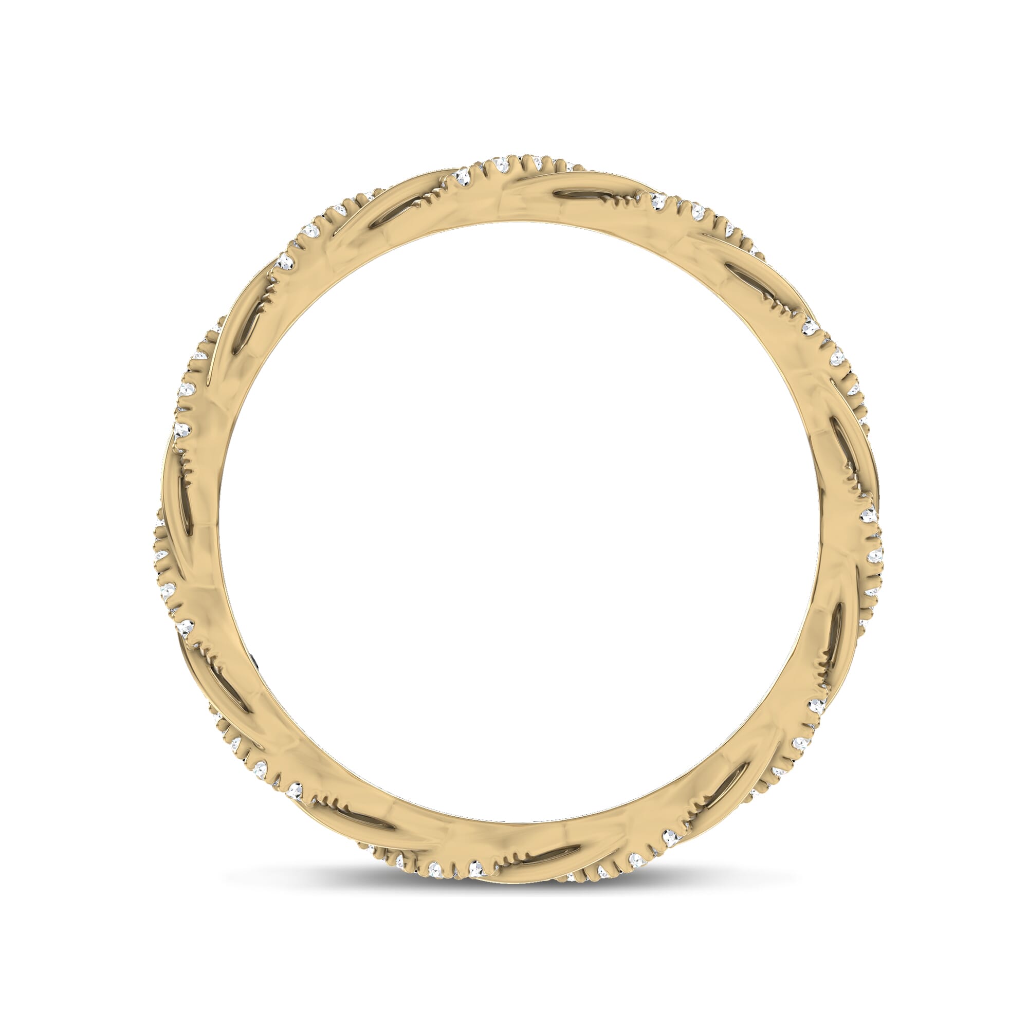 18K Yellow Gold Woven Love Pavé Lab Ininity Band by Christian Siriano