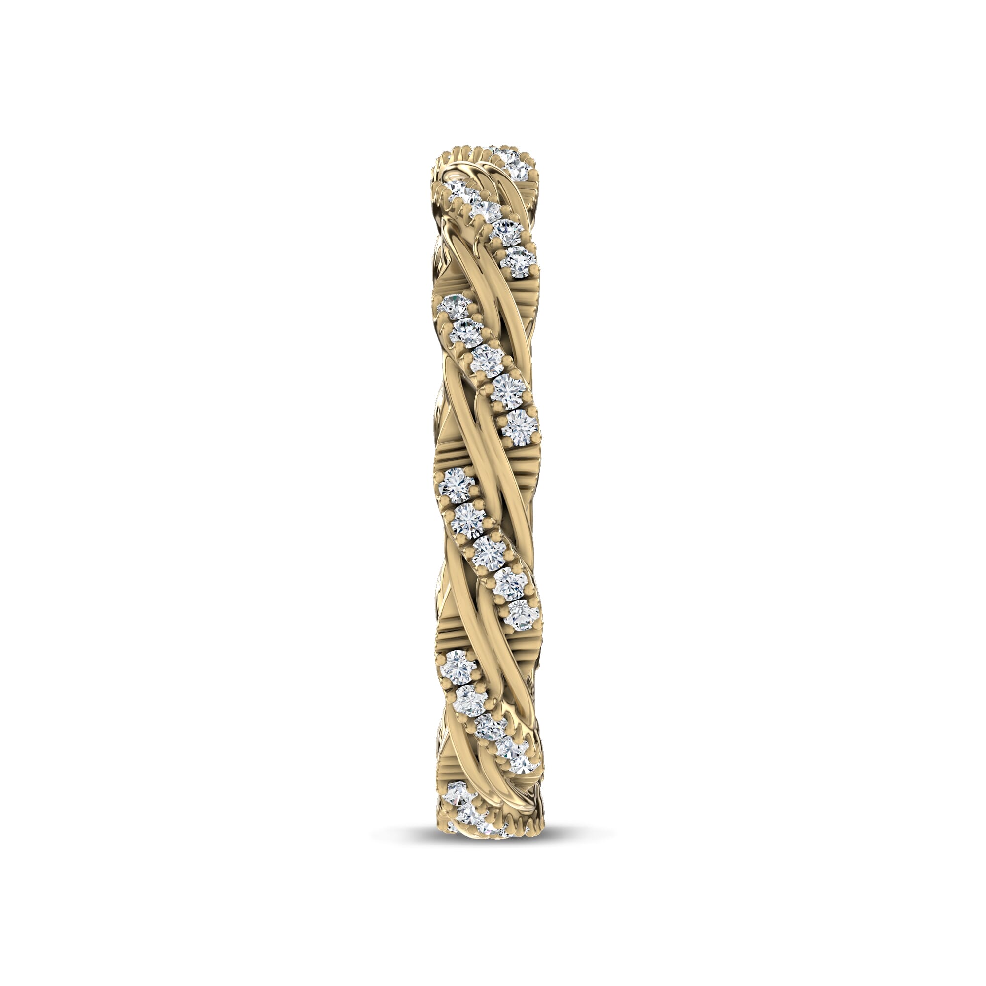 18K Yellow Gold Woven Love Pavé Lab Ininity Band by Christian Siriano