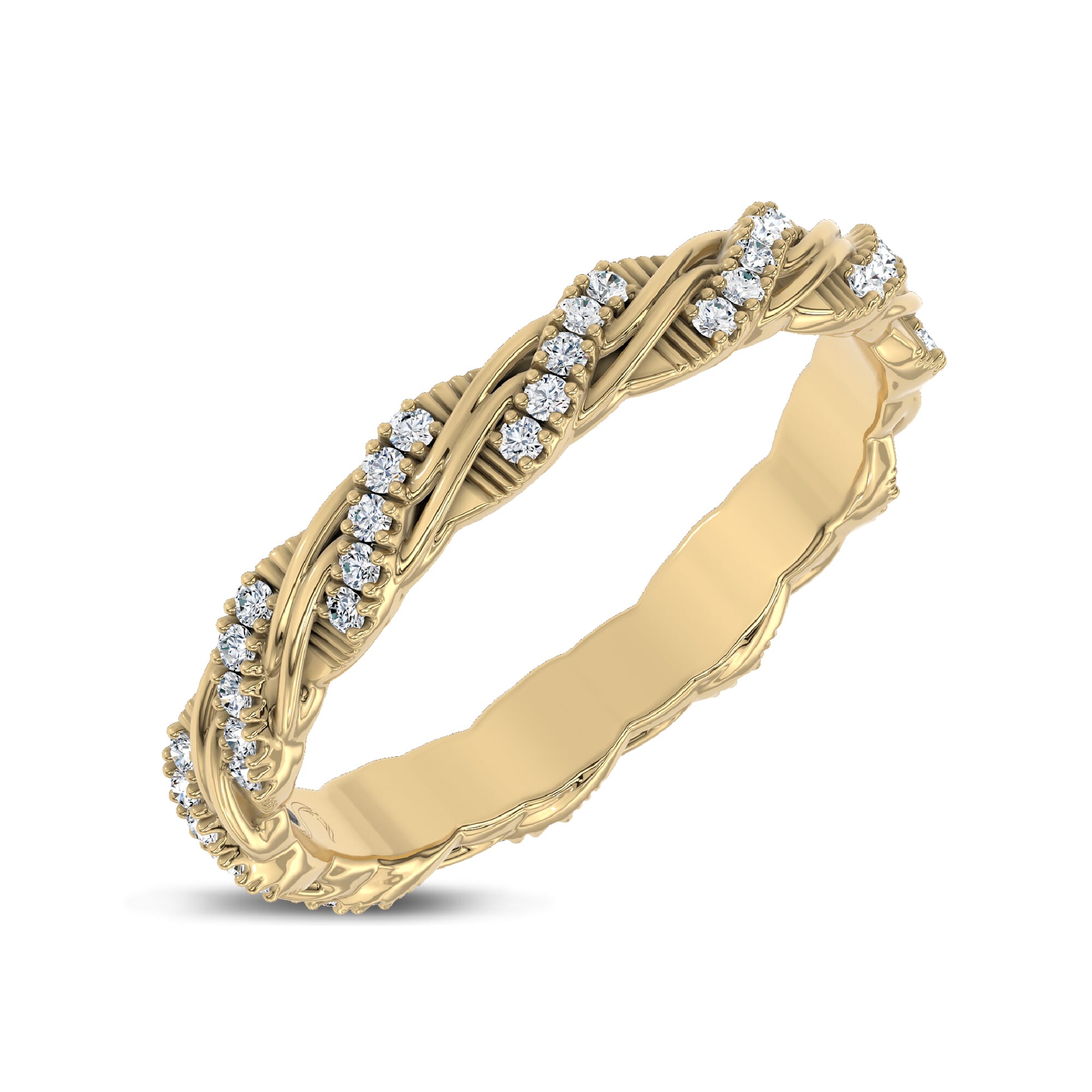 18K Yellow Gold Woven Love Pavé Ininity Band by Christian Siriano