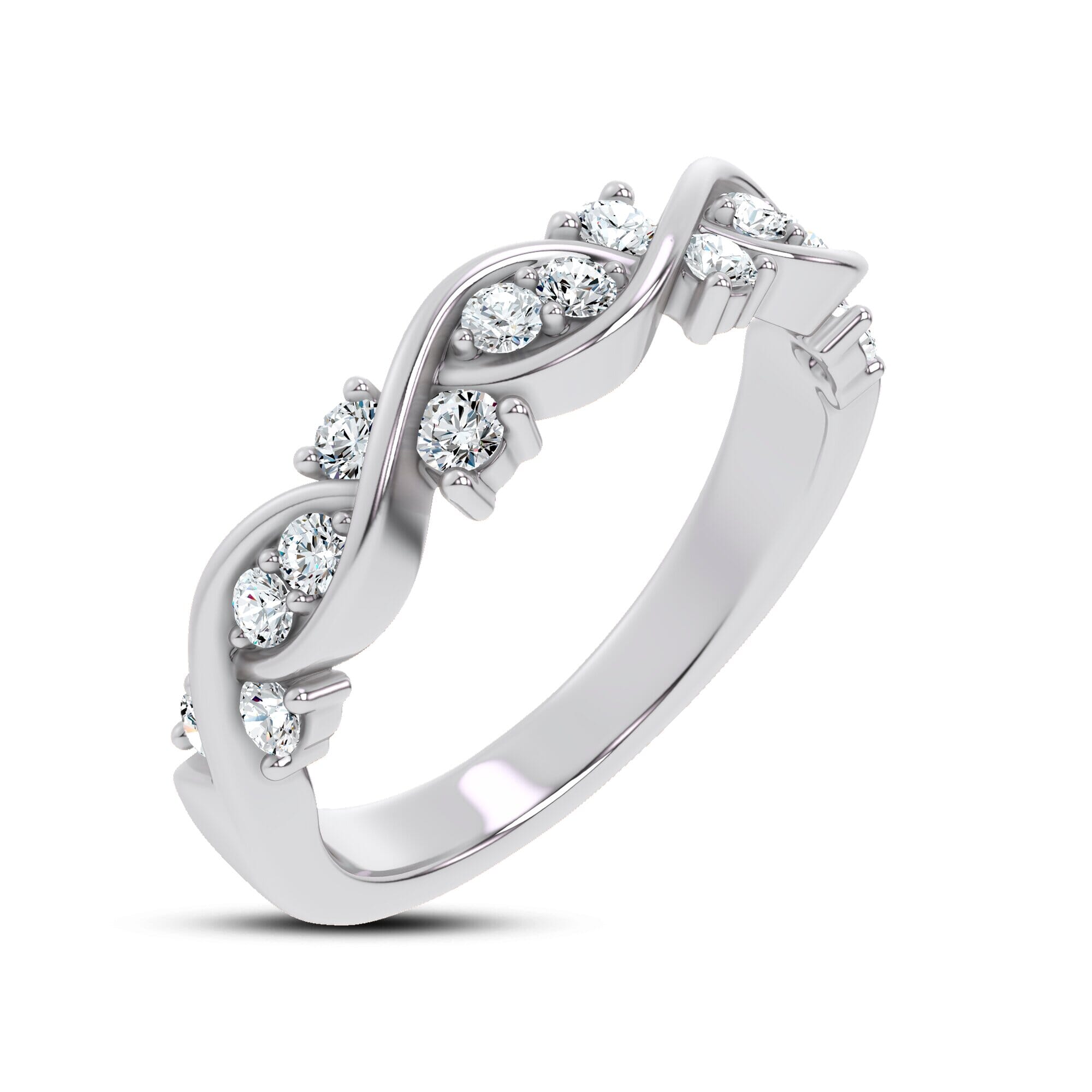 18K White Gold Charlie Swirl Diamond Band