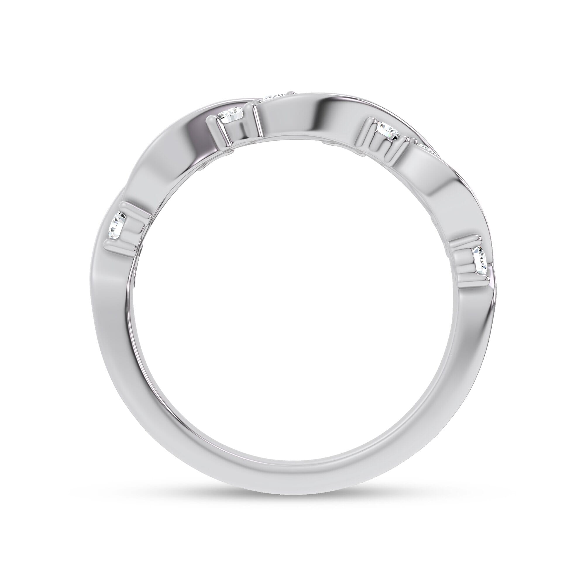 18K White Gold Charlie Swirl Diamond Band