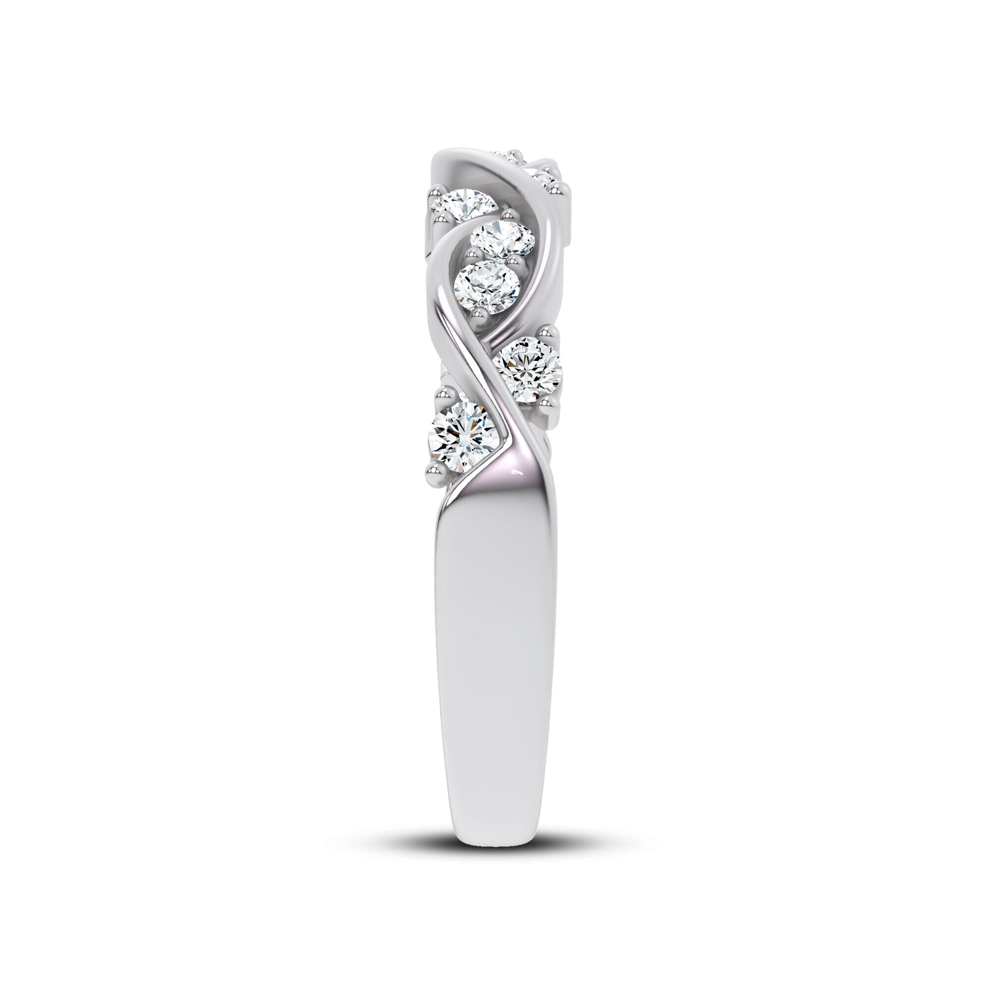 18K White Gold Charlie Swirl Diamond Band