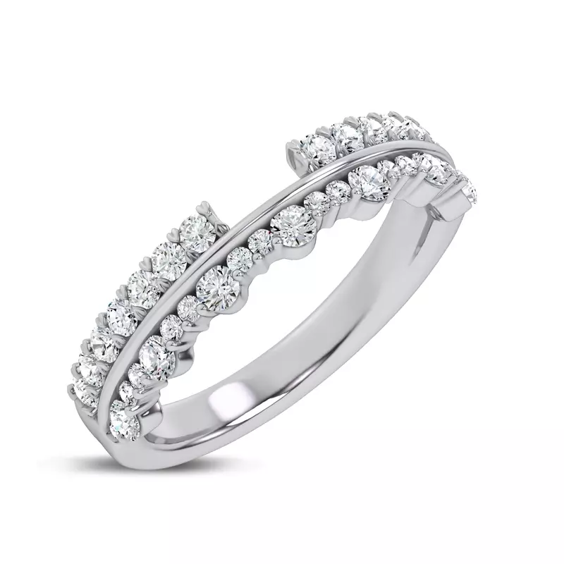 18K White Gold Ouvre Rhythmic Open Band