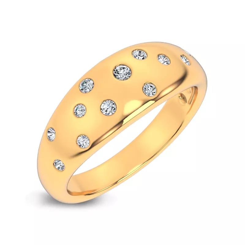 14K Yellow Gold Lustra Wide Lab Diamond Band