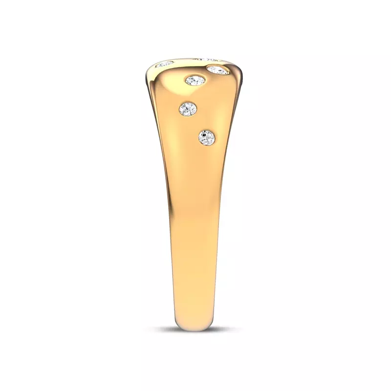 14K Yellow Gold Lustra Wide Lab Diamond Band