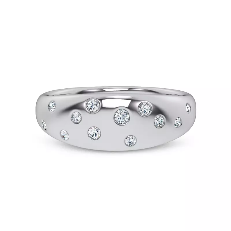 18K White Gold Lustra Wide Lab Diamond Band