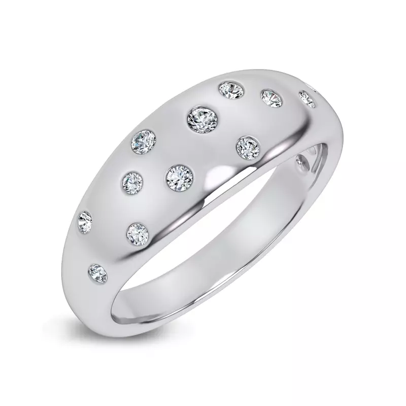 18K White Gold Lustra Wide Lab Diamond Band