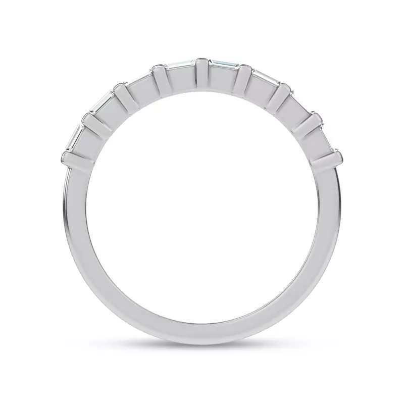 14K White Gold Baguette Lab Diamond Half Band 