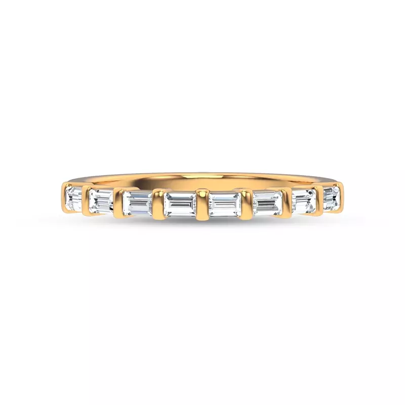 14K Yellow Gold Baguette Lab Diamond Half Band 