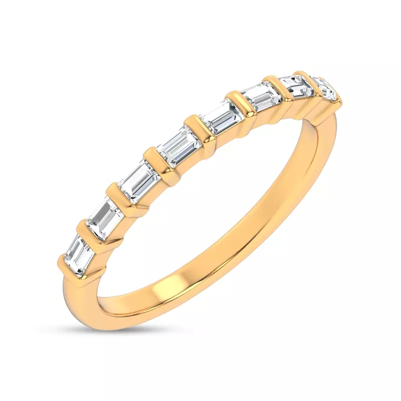 14K Yellow Gold Baguette Lab Diamond Half Band 