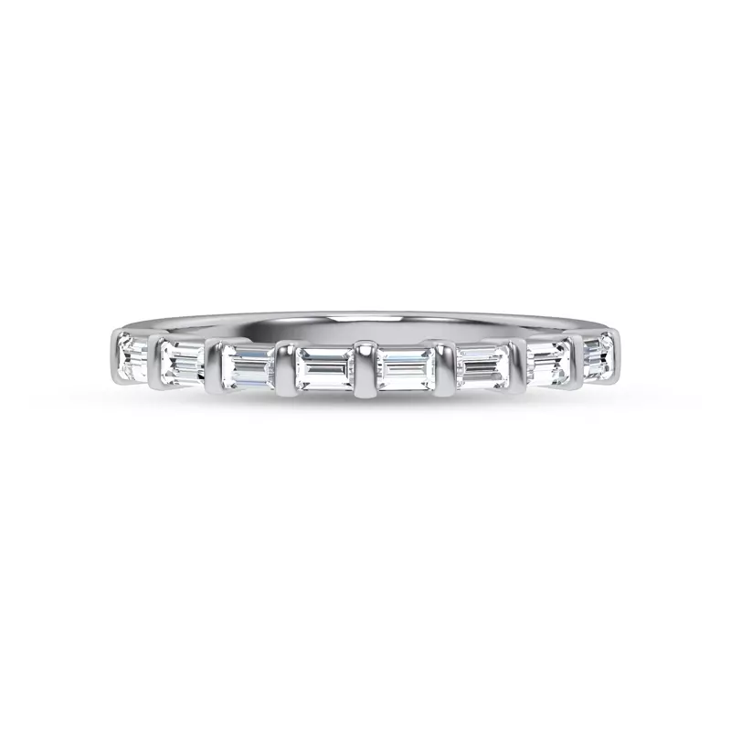 Platinum Baguette Lab Diamond Half Band 