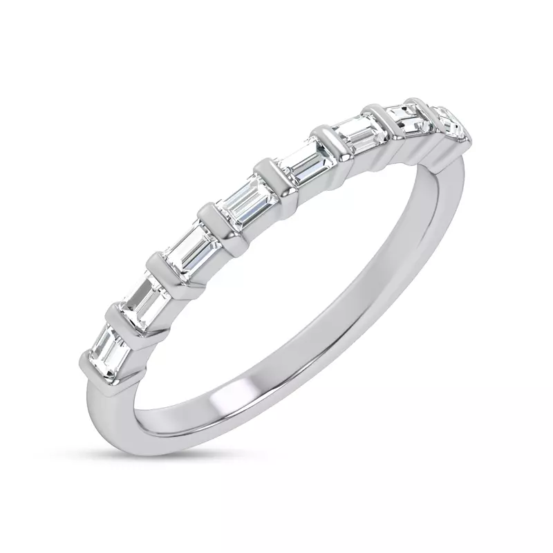 Platinum Baguette Lab Diamond Half Band 