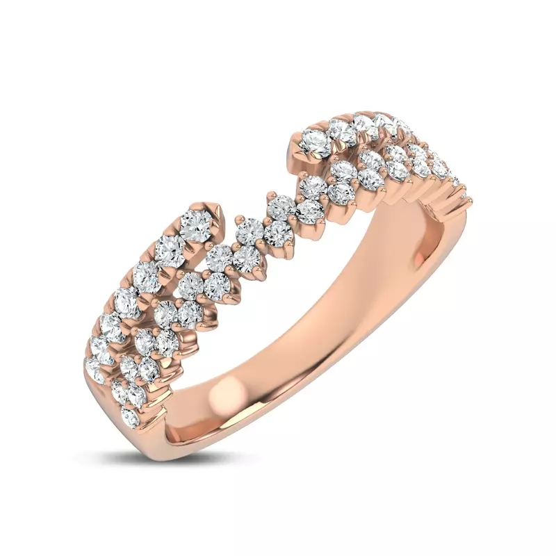 14K Rose Gold Ouvre Staggered Open Lab Band