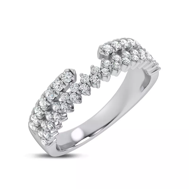 18K White Gold Ouvre Staggered Open Band