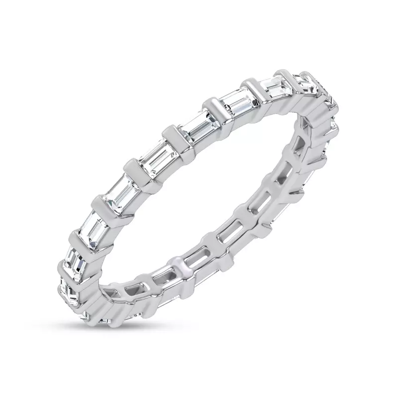 14K White Gold Baguette Lab Diamond Eternity Band
