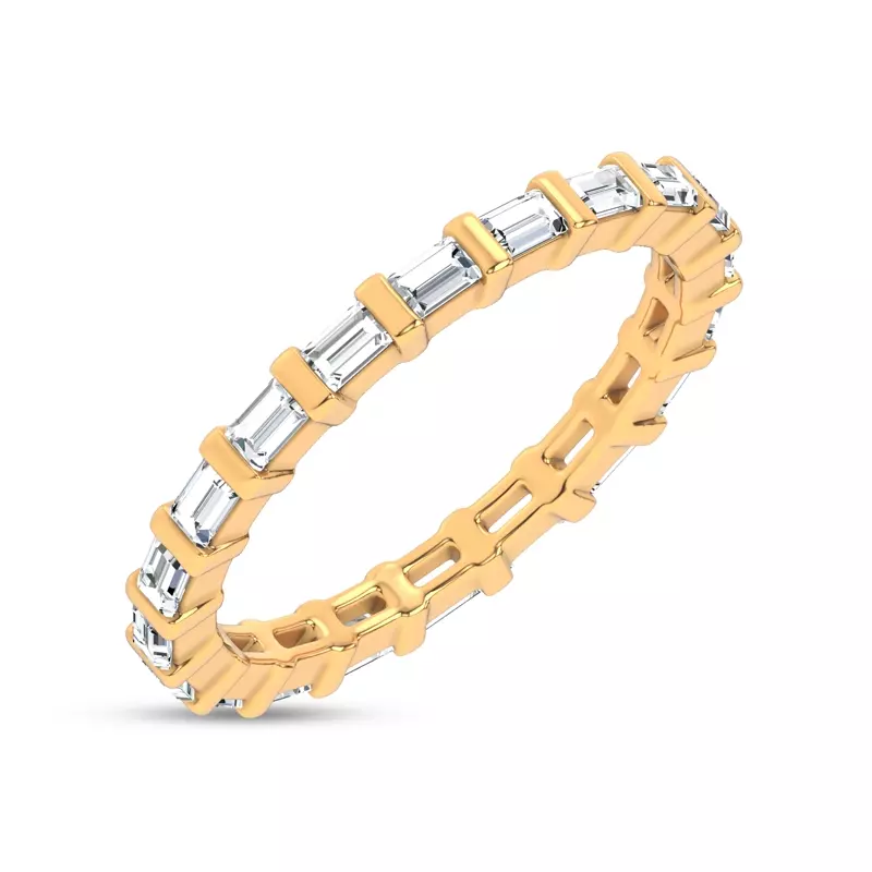 14K Yellow Gold Baguette Lab Diamond Eternity Band